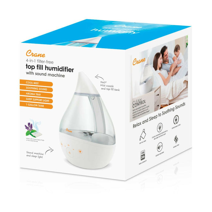 Crane 4 in 1 Top Fill Drop Humidifier - Clear 3.75L | Baby Box | NZ Baby Shop