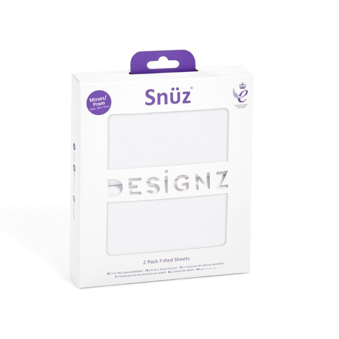 SnuzBaskit Twin Pack Sheets- White - Pre Order | Baby Box | NZ Baby Shop