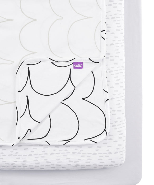 Snuzpod Crib Bedding Set - 3 Pack - Wave Mono | Baby Box | NZ Baby Shop